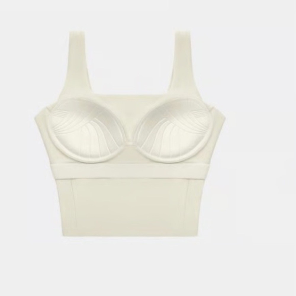 Halara Square Neck Backless Cropped Yoga Tank Top Sports Bra Small Seedpearl New - Picture 2 of 7
